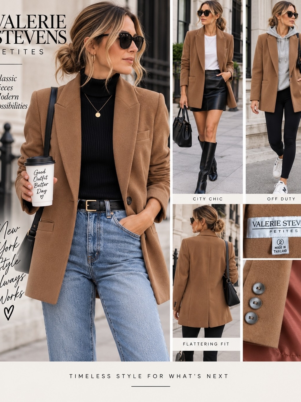 Valerie Stevens Petites Camel Wool Cashmere Blend Blazer/Coat, Size 2 (20 Inch)
